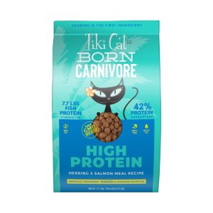 Tiki Cat Born Carnivore High Protein Dry Cat Food,  Herring & Salmon Meal,  11.1 lbs. Bag