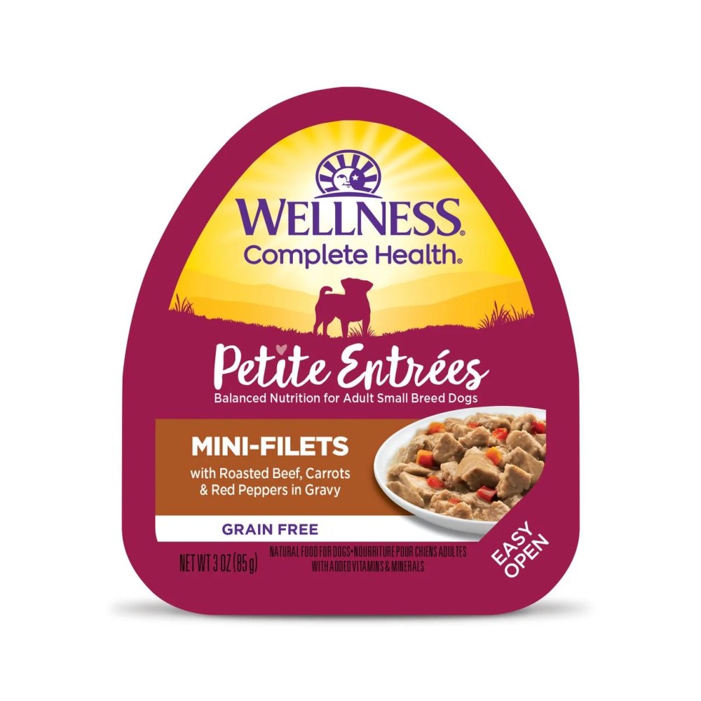 Wellness Petite Entres Mini Fillets Grain Free Natural Wet Small Breed Dog Food, Roasted Beef, Carrots