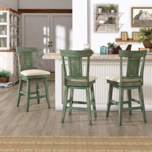 Weston Home Sheena Panel Back 24-inch Counter Height Wood Swivel Stool, Multiple Finishes