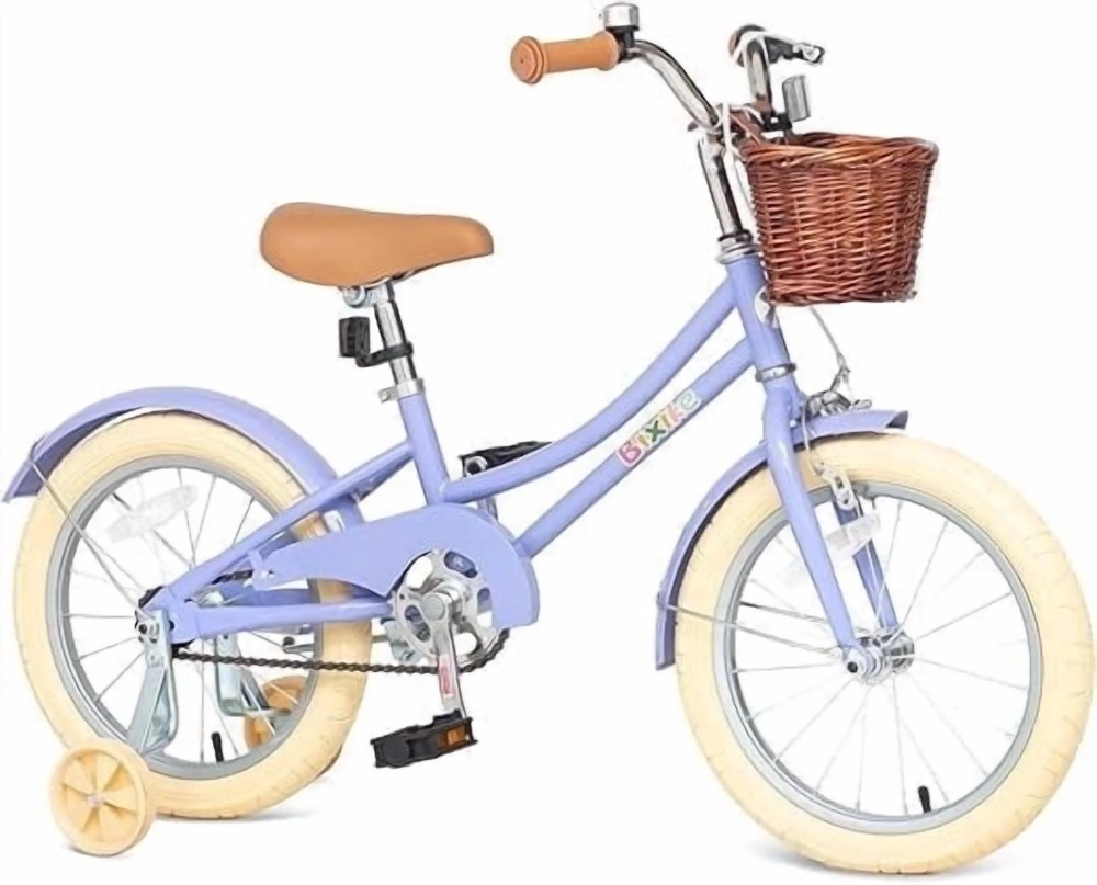 ACEGER 16 Inch Girls Bike with Basket, Purple, Training Wheels, Ages 4-8