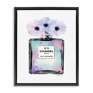 Stupell Industries Purple Flower Perfume Glam Fashion Design Jet Black Framed Floating Canvas Wall Art, 1620, by Amanda Greenwood