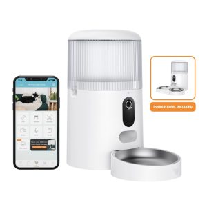 Instachew Purechew Sight Double Automatic Pet Feeder HD Camera Feeder with Double Bowls for Cats and Dogs
