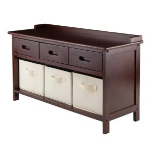 Winsome Adriana 4 Pieces Storage Transitional Solid Wood Bench - Antique Walnut