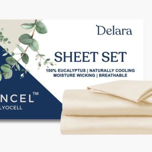 Delara 100 Eucalyptus TENCEL Lyocell Twin Sheet Set, 3-Piece, Cooling, Silky Soft, Moisture-Wicking, Breathable, Fog
