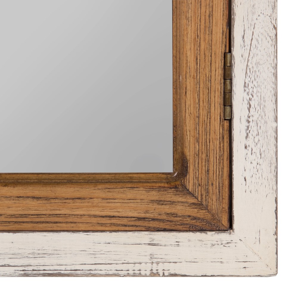 Kate and Laurel Boldmere Large Traditional Wood Windowpane Arch Mirror, 2844, Rustic Brown and White - Image 6