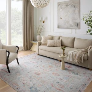 Loloi II Elysium Area Rug, Pebble / Multi, 7'6" x 9'6", 100 Polyester