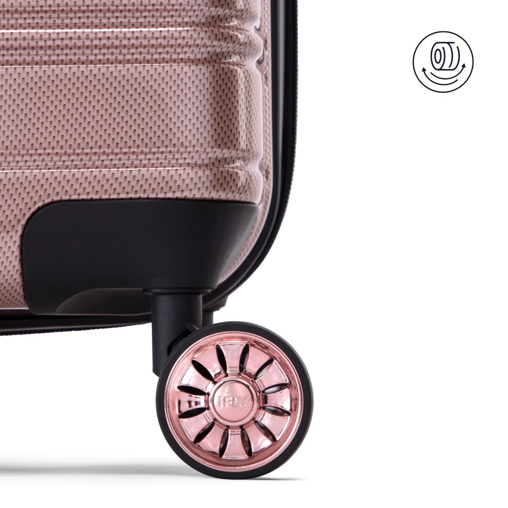 iFLY Fibertech 28" Large Checked Suitcase-Hardside Expandable Spinner Luggage for Travel, Rose Gold - Image 10