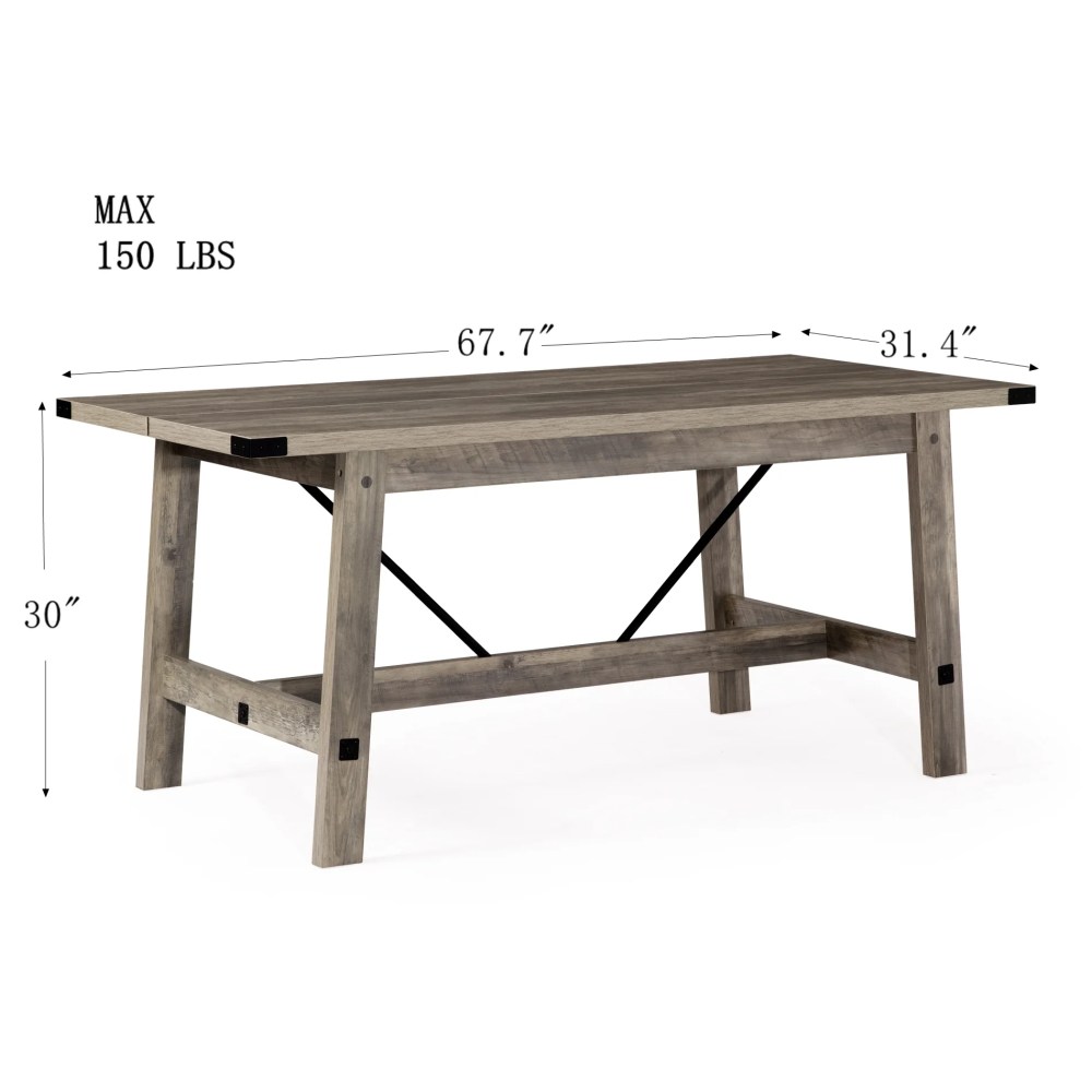 WAMPAT 6 Person Modern Dining Room Table, Rustic Grey Wood Kitchen Table - Image 5