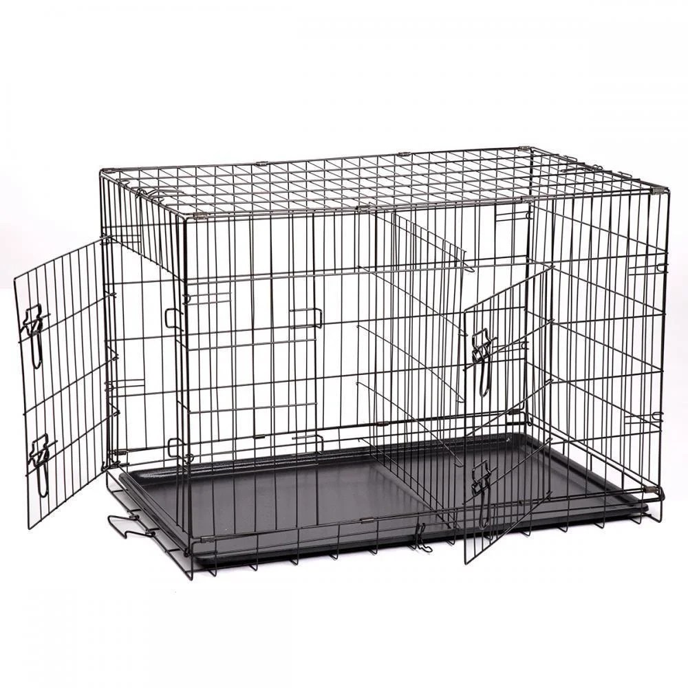 Ktaxon 20"/36"/42"/48" Secure and Flodable Single Door Metal Dog Crate, Include Leak-Proof Plastic Tray Black - Image 3