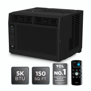 TCL 5, 000 BTU Window Air Conditioner (Black) - 150 Sq ft,  LED Display,  Included Remote,  Compact,  Dorm Friendly - W5W3M-B