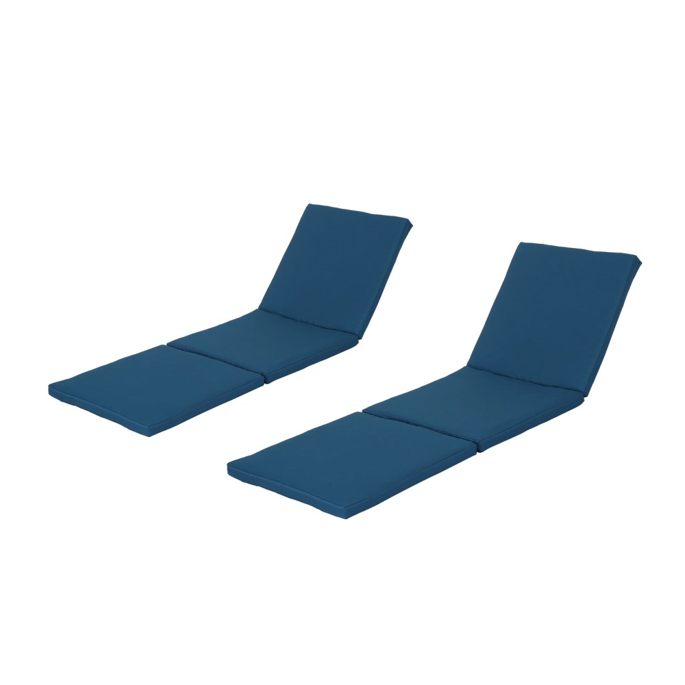 Lilyana Outdoor Water Resistant Chaise Lounge Cushion, Set of 2, Blue - Image 5