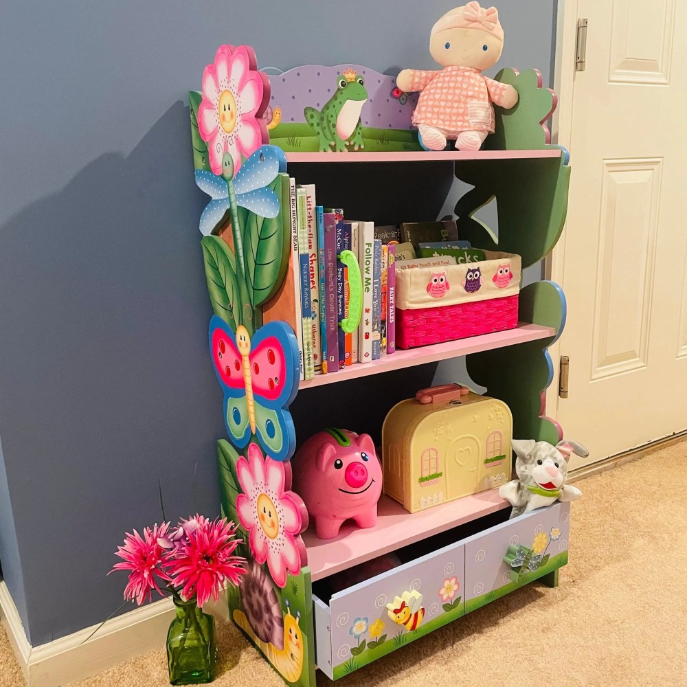 Fantasy Fields Magic Garden Kids 3-Tier Bookshelf & Drawer - Image 6