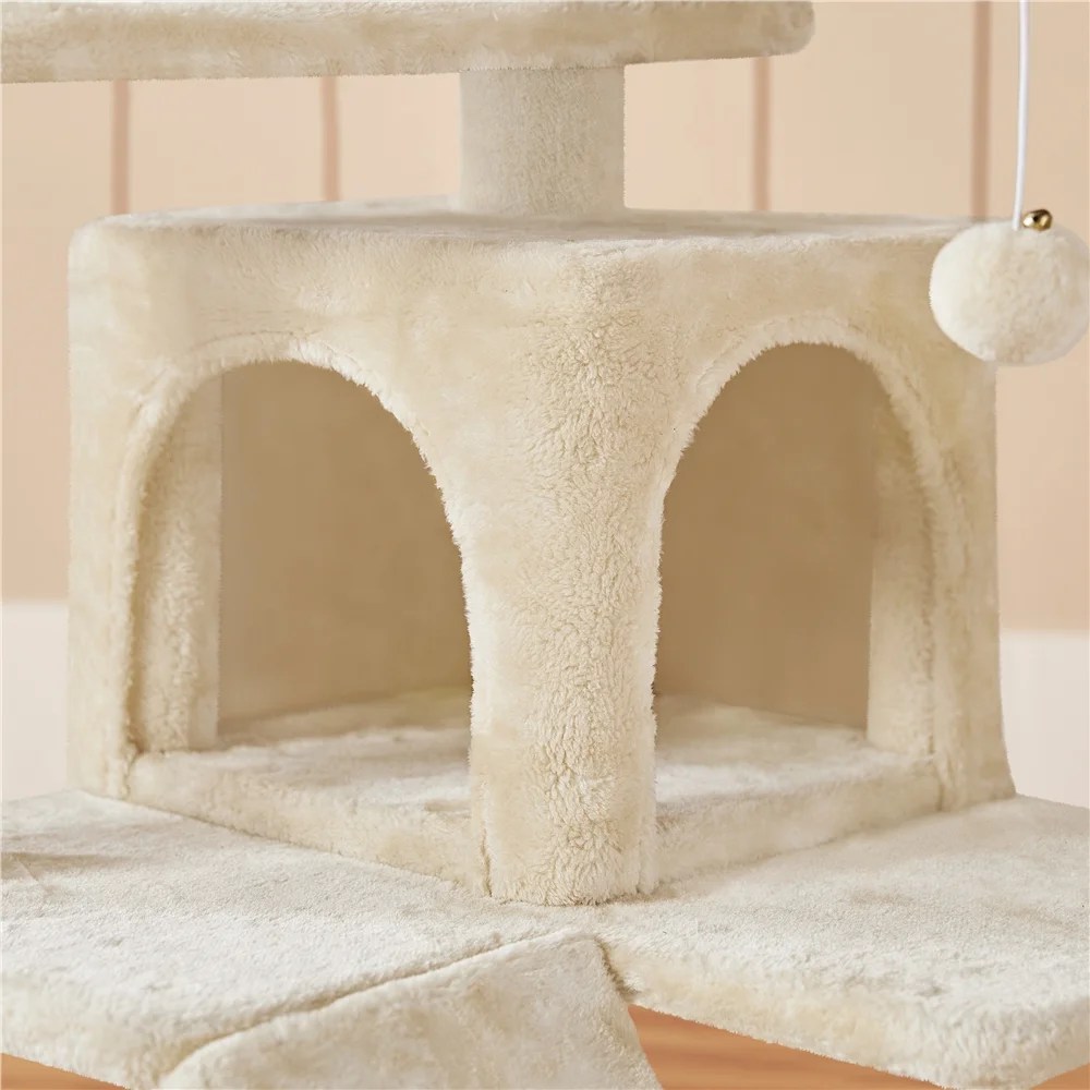 Renwick 54"H Cat Tree Tower Condo with Condos & Scratching Posts, Beige - Image 6