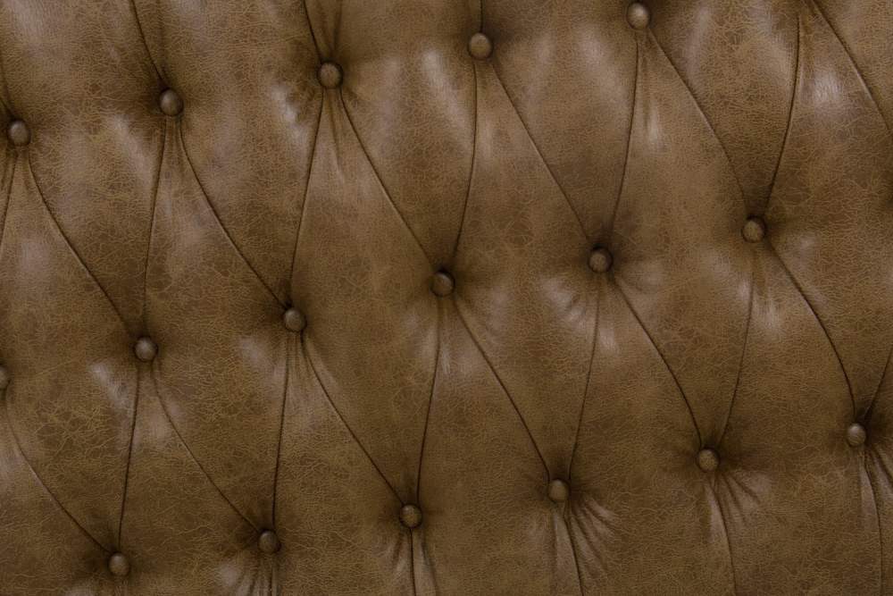 HomePop Draper 58" Large Ottoman with Button Tufting, Light Brown Faux Leather - Image 7