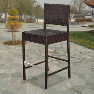 Sunny Dark Coffee Wicker Barstool Indoor Outdoor Patio Furniture All Weather Bar Stool