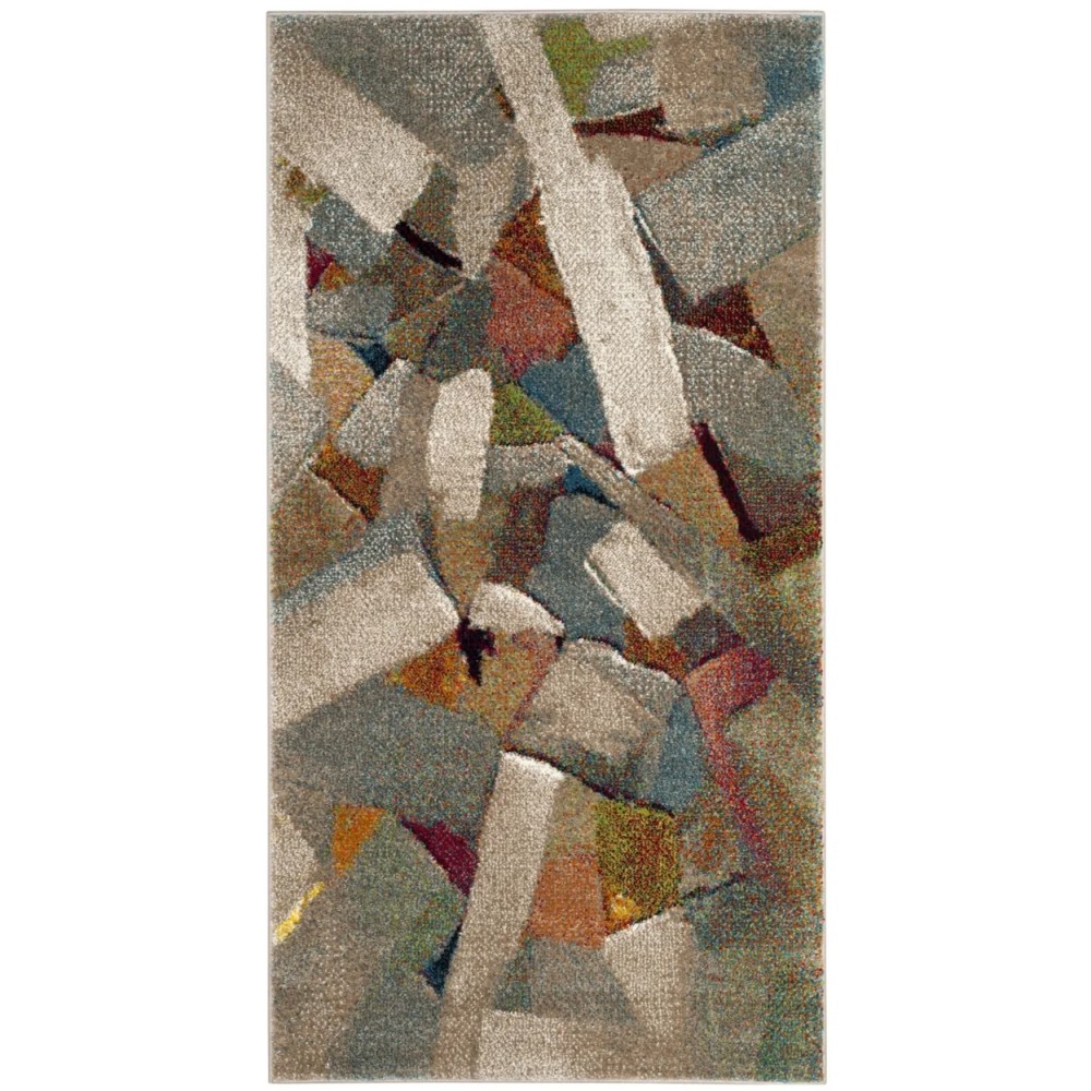 SAFAVIEH Porcello Harding Abstract Brush Strokes Area Rug, Grey/Multi, 4" x 6" - Image 2