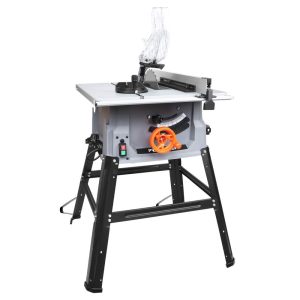 10 Inch Table Saw with Stand, Cutting Speed up to 5000RPM, 15-Amp, Portable Compact Table saw for Woodworking
