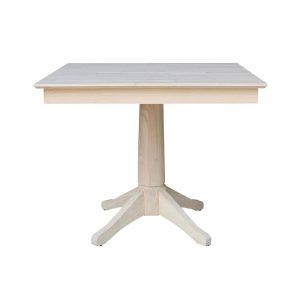 36" x 36" Natural Solid Wood Square Top Pedestal Table - 29.9" Height