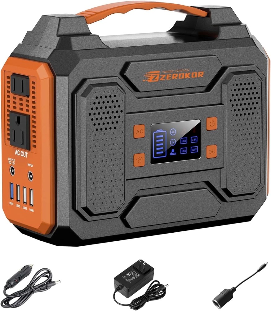 ZeroKor 300W Portable Power Station,280Wh Solar Generator with Pure Sine Wave AC & USB QC3.0
