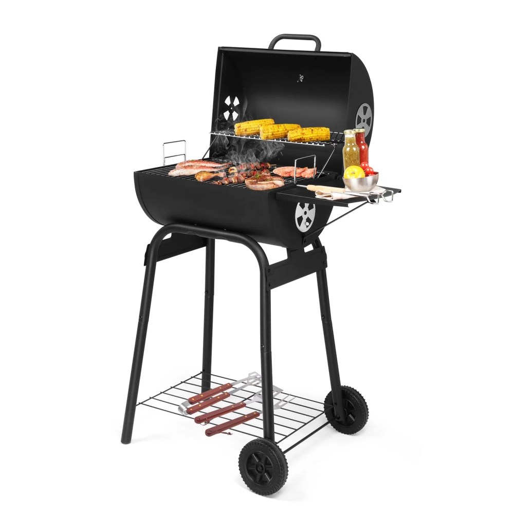 Zimtown BBQ Charcoal Grill Outdoor Barbecue Pit Smoker Grill Patio Backyard, Iron, Black
