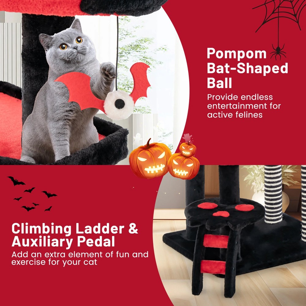 Gymax Gothic Cat Tree 52" Tall Cat Tower w/ Cat Bed Cat Condo Sisal Scratching Post - Image 9
