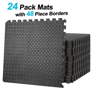 ZenSports 24PCS Interlocking EVA Foam Tiles, Puzzle Exercise Mat Home Gym Flooring Mat 3/4'' Extra Thickness 96 Sqft. Black
