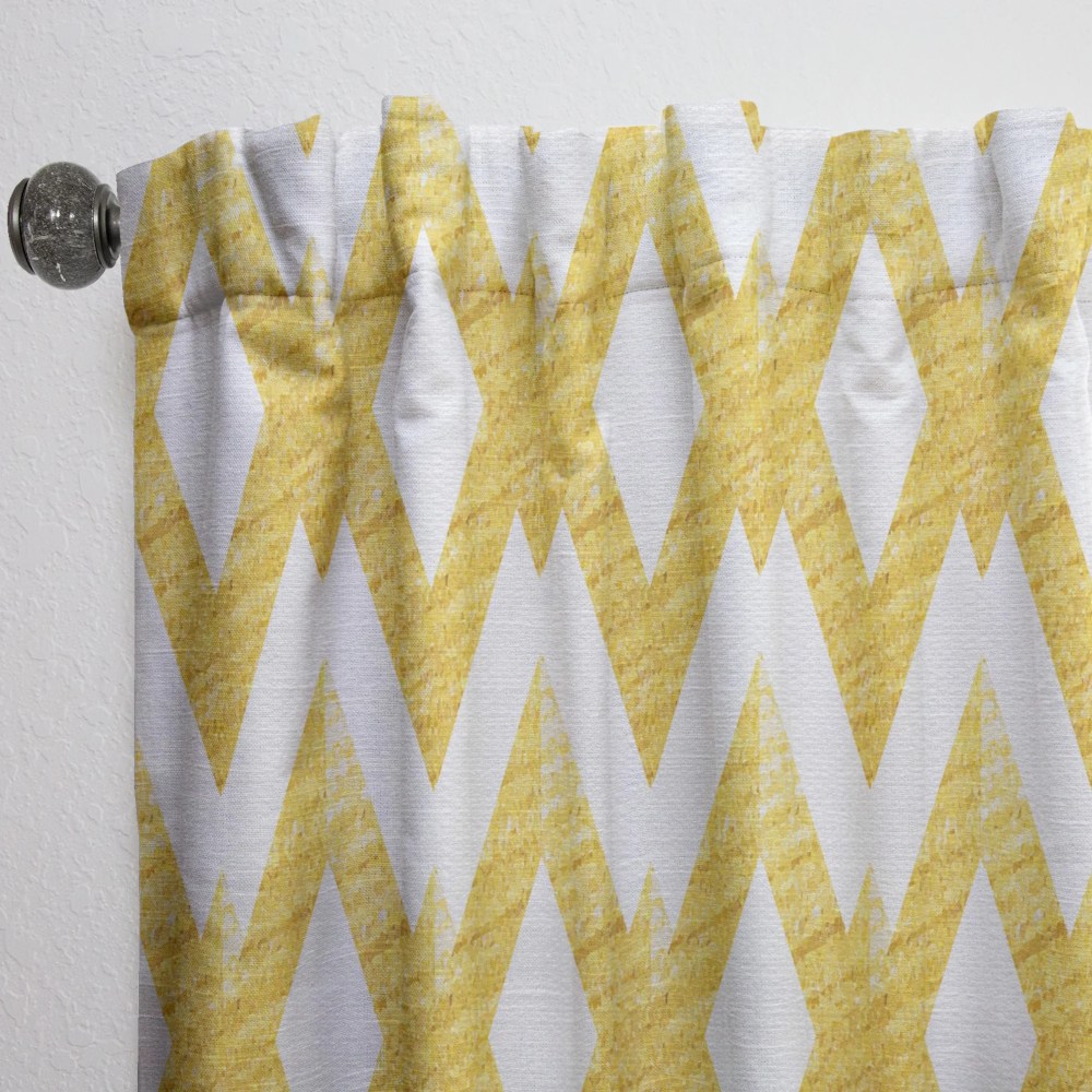Designart 'Gold Glittering Lines Retro Pattern' Mid-Century Modern Curtain Panel - Image 2