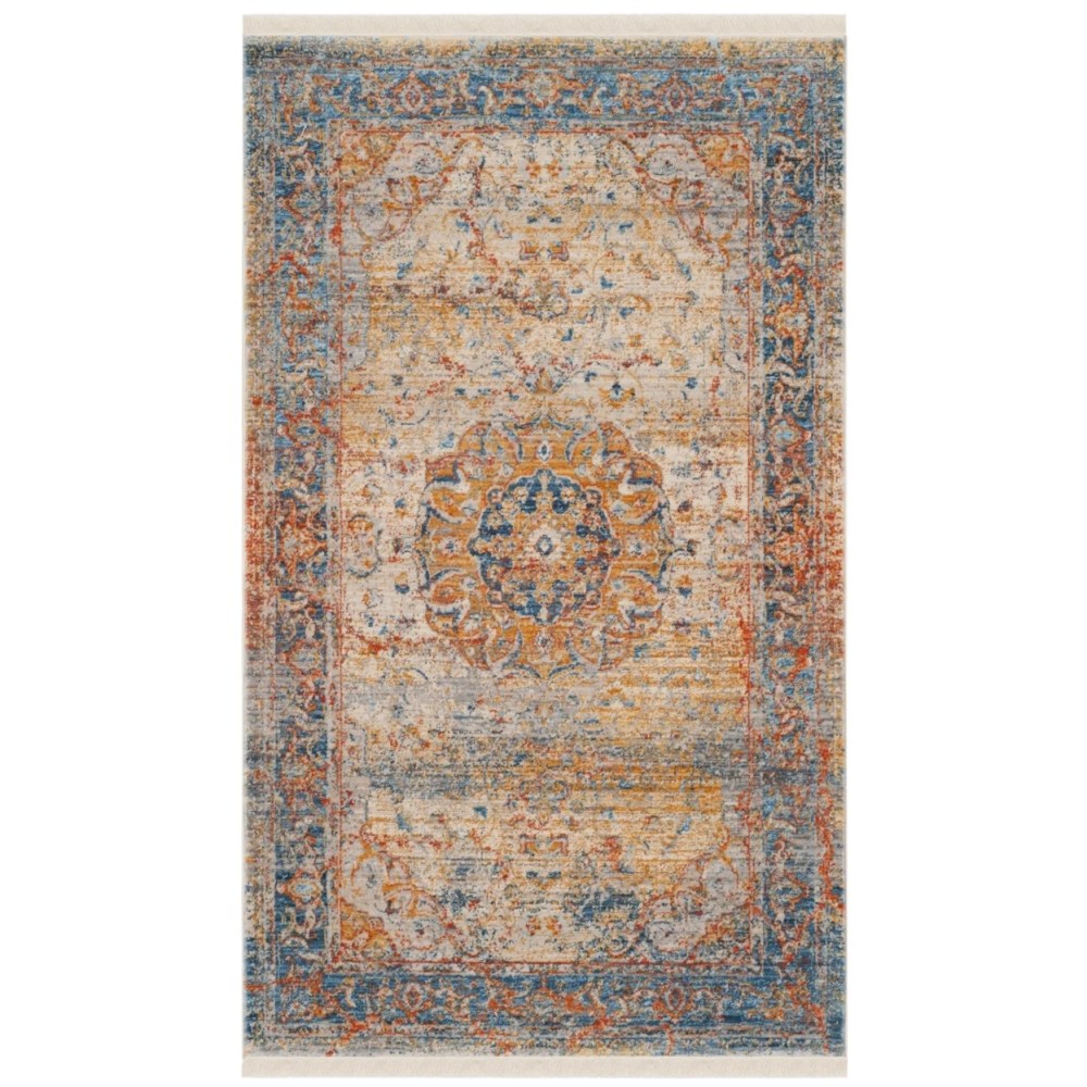 SAFAVIEH Vintage Persian Trina Traditional Polyester Area Rug, Blue/Multi, 6" x 9" - Image 3