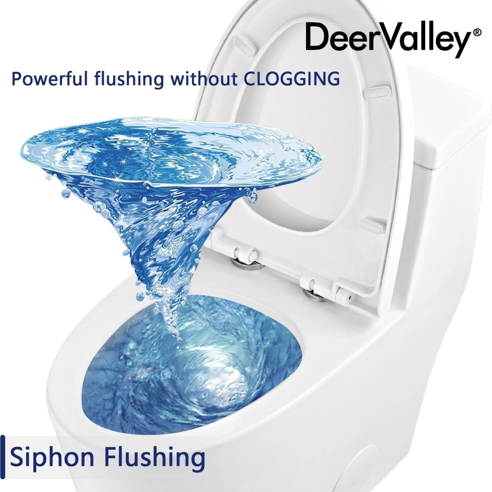 DeerValley Prism DV-1F52636 Dual-Flush Elongated One-Piece Toilet with Glazed Surface (Seat Included) - Image 10