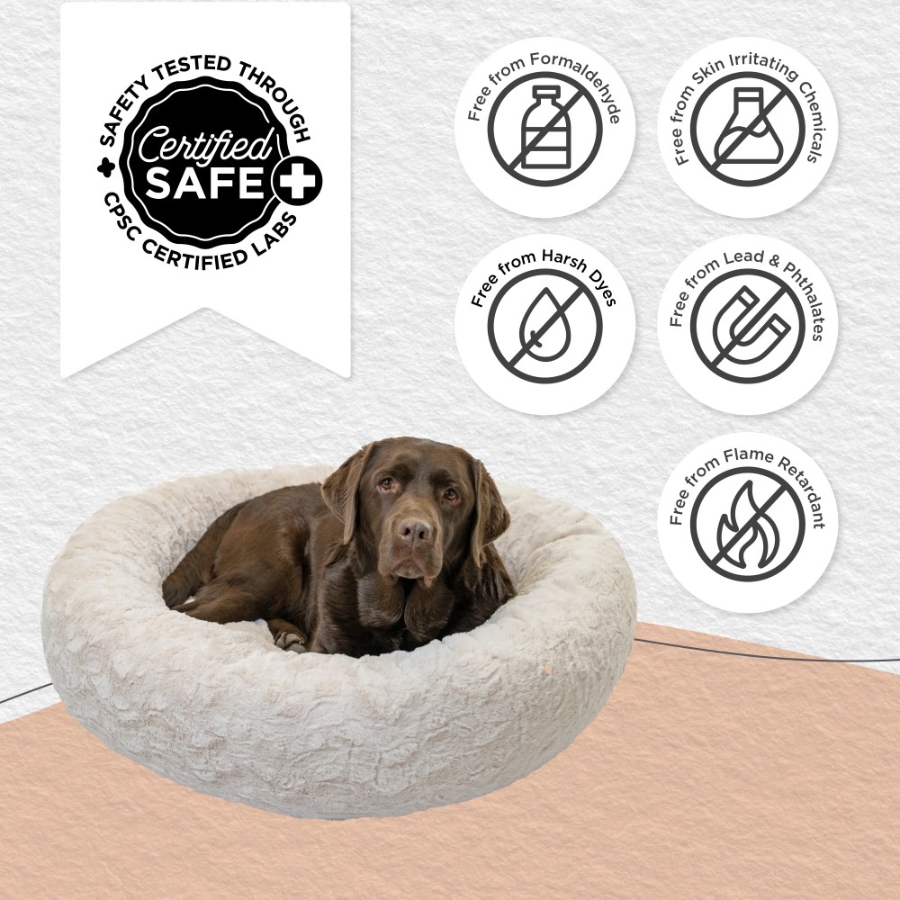 Best Friends by Sheri The Original Calming Donut Dog Bed-Washable Plush Pet Bed for Large Breeds up to 100 lbs, Lux Faux Fur, Oyster, Large (36" x 36") - Image 6