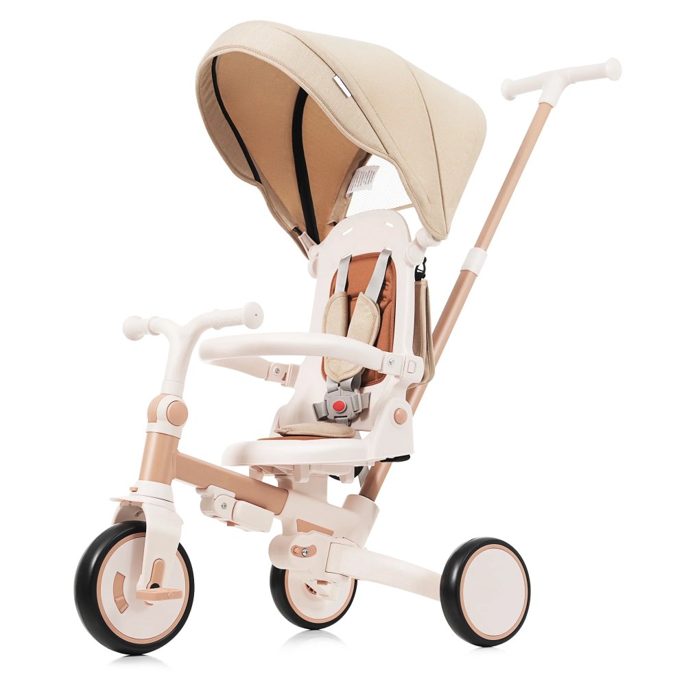 7 in 1 Tricycle for Toddlers 1-6, SHINPT Foldable Push Bike with Removable and Adjustable Handle, Kids Tricycle with Removable Pedal, Toddler Bike with Canopy and Guardrail, Toddler Car, Ride-on