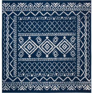 SAFAVIEH Tulum Ronald Oriental Area Rug, Navy/Ivory, 6'7" x 6'7" Square