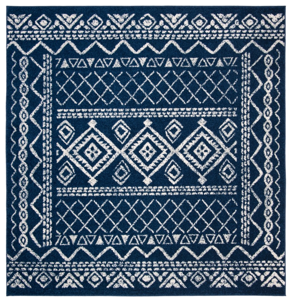 SAFAVIEH Tulum Ronald Oriental Area Rug, Navy/Ivory, 6'7" x 6'7" Square