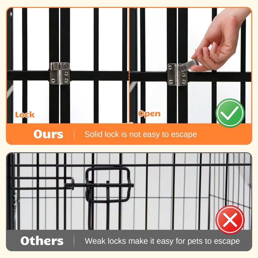 Dog Playpen Heavy Duty Dog Crate Kennel Dog Fence Pet Enclosure with Lockable Door, 6 Panel for Puppy Indoor Outdoor - Image 3