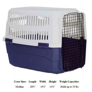 Pet Travel Crate Heavy Duty Plastic Blue Grey Secure Dog Cage Airline Approved (Medium)