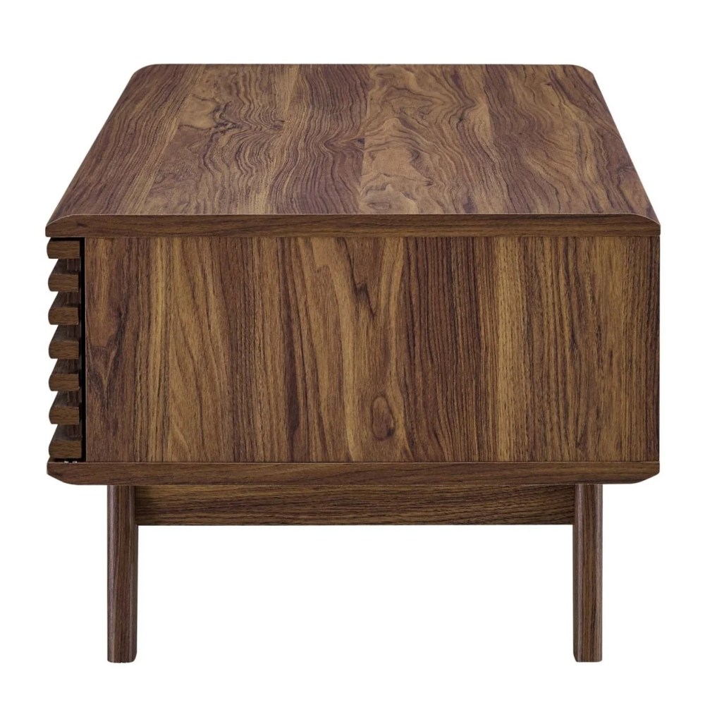 Modway Render Wood Coffee Table with Sliding Door in Walnut Finish - Image 2