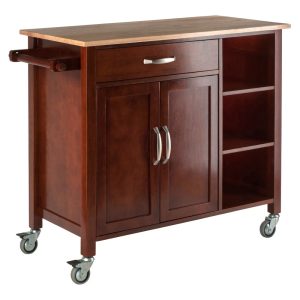 Winsome Mabel Kitchen Utility Cart,Two-Tone,Natural & Walnut Finish