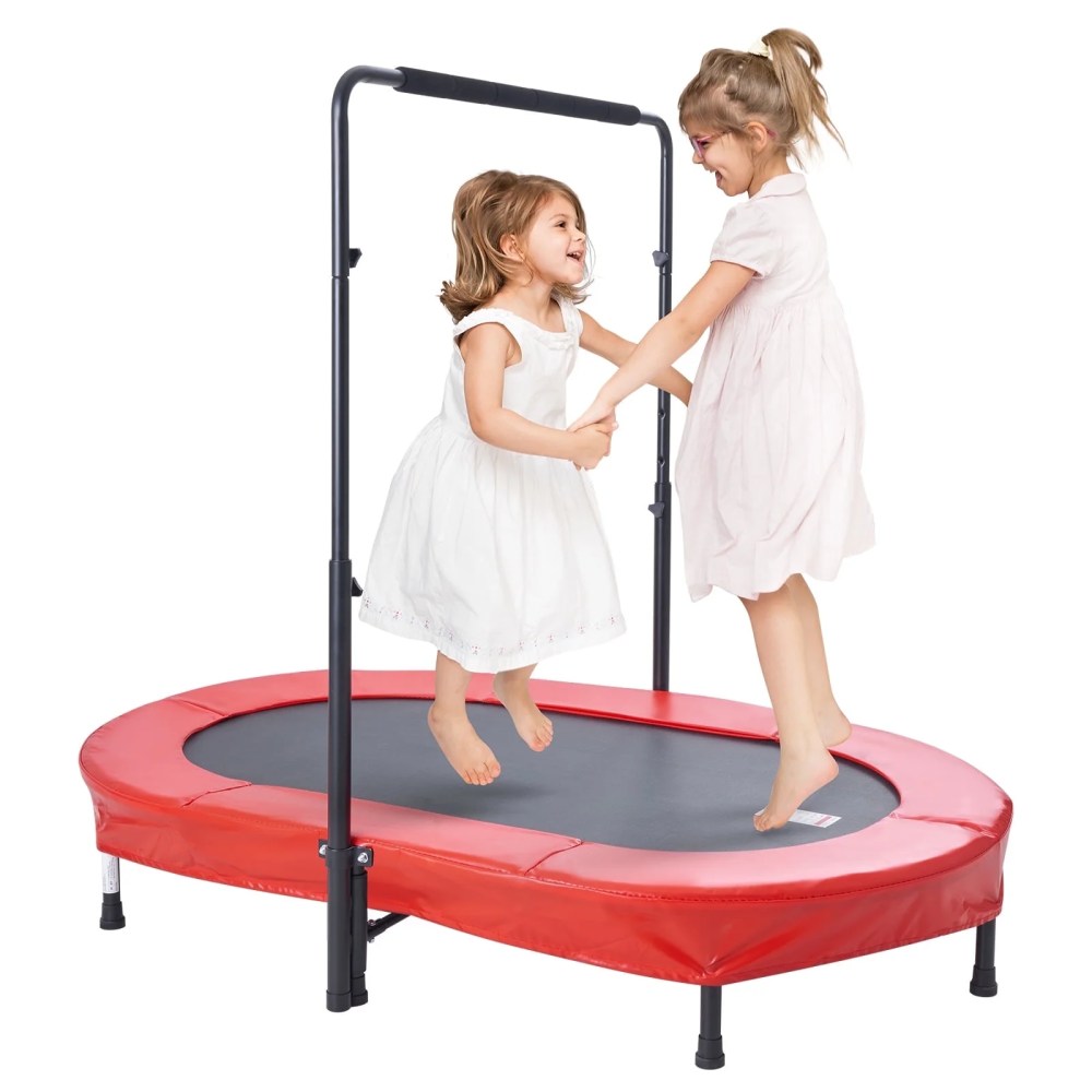 VEVOR Kids Trampoline, 5636 inch Indoor Outdoor Trampoline, Foldable Mini Trampoline with Handle, Rebounder Trampoline for Toddlers, Birthday Gift for 3 Years Children, Boys Girls for Fun, Red