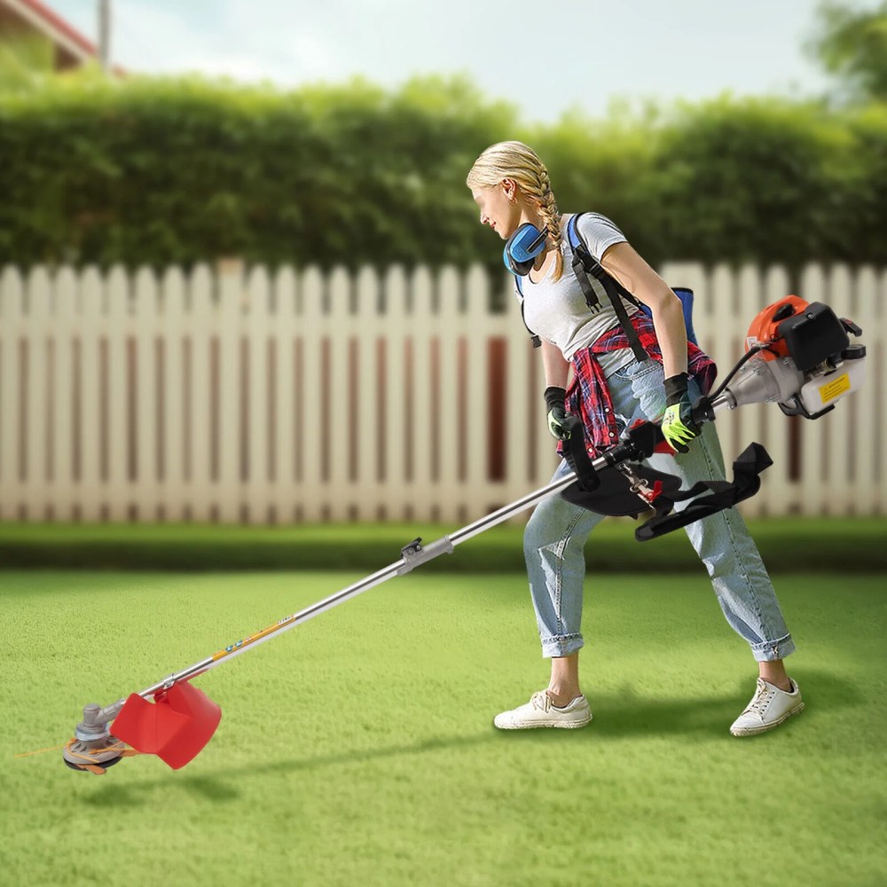 33CC Gas Weed Trimmer Brush Cutter Lawn Edger Grass Trimmer Weed Eater Red Silver for Agriculture