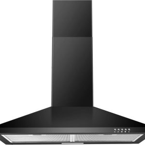 SNDOAS 30 inch Wall Mount Range Hood Stainless Stove Vent 3-Speed Exhaust Fan 120V, Balck