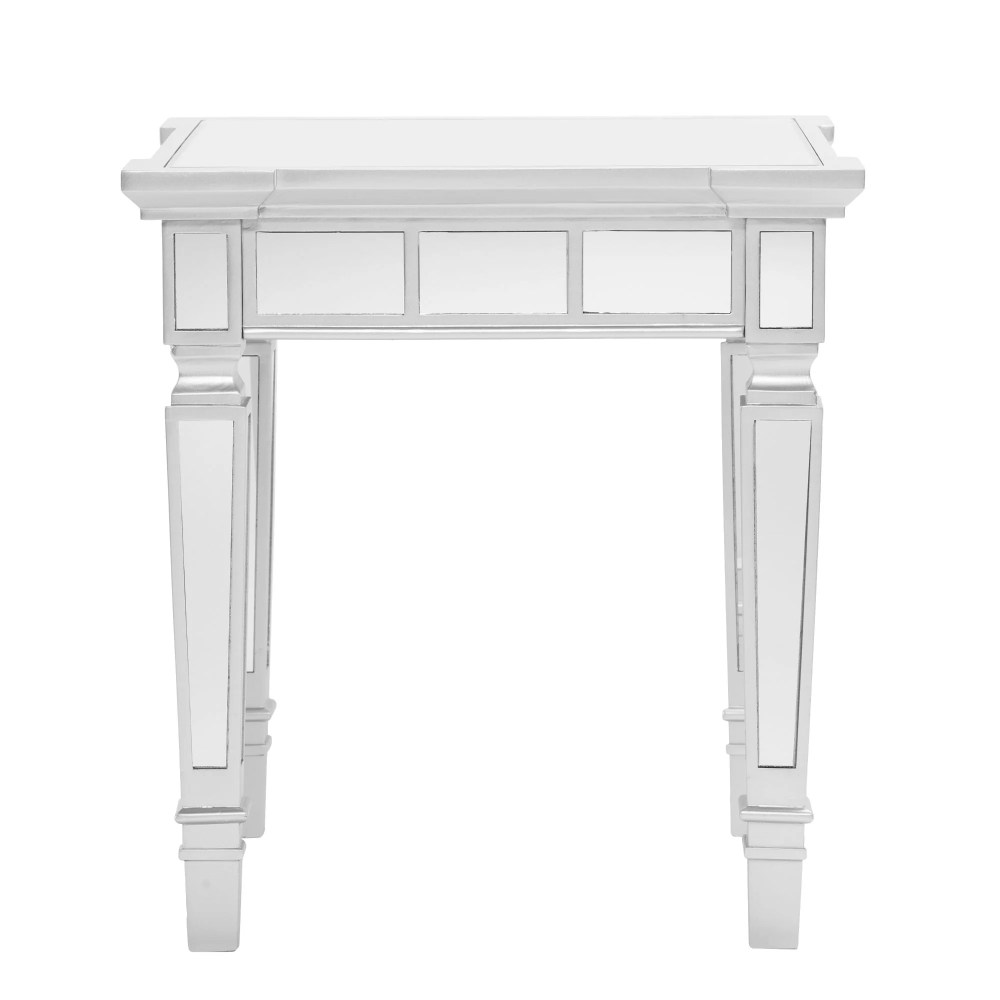 Southern Enterprises 24" Matte Silver Mirrored Contemporary Square End Table