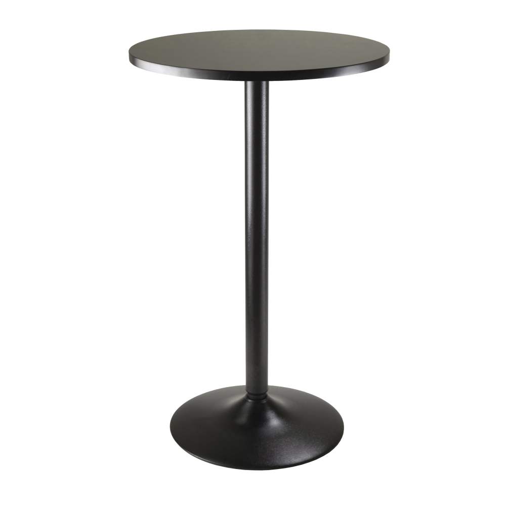 Winsome Obsidian Round Pub Table with MDF Wood Top,Legs,and Base,Black