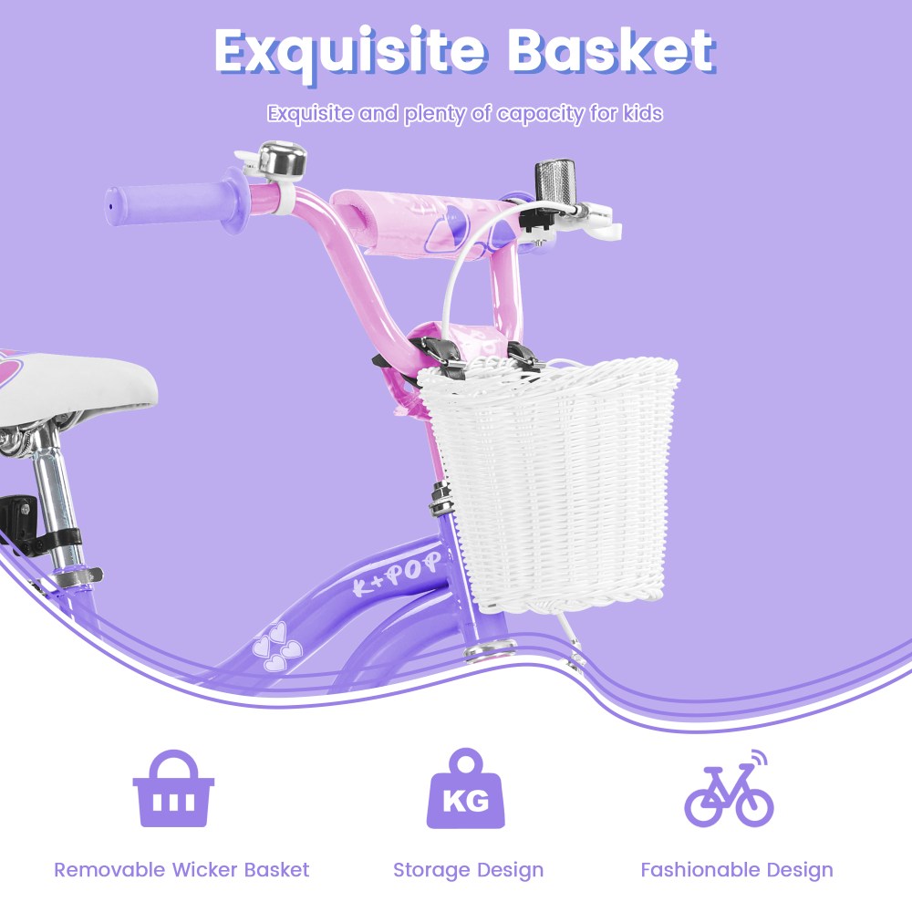 Bstjewey 20" Kids' Bike, Fits Riders 4'8" - 6'1", Purple, Child, Girl's - Image 4