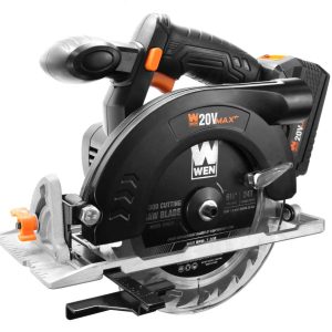 WEN 20V Max 6.5-Inch Cordless Circular Saw with 4.0 Ah Lithium-Ion Battery and Charger