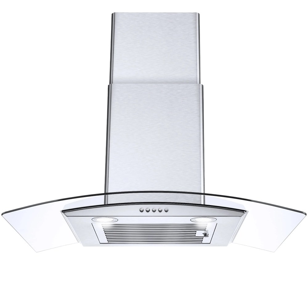 Joeaonz 30" Wall Mount Range Hood with 450 CFM Airflow,3-Speed Fan,Tempered Glass,and Dishwasher-Safe Baffle Filters