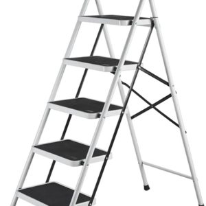 5 Step Ladder,Upgo Folding Step Stool with Extra Wide Anti-Slip Pedal,330lbs Lightweight Portable Sturdy Steel Ladders with Handgrip for Household Kitchen Office Outdoor