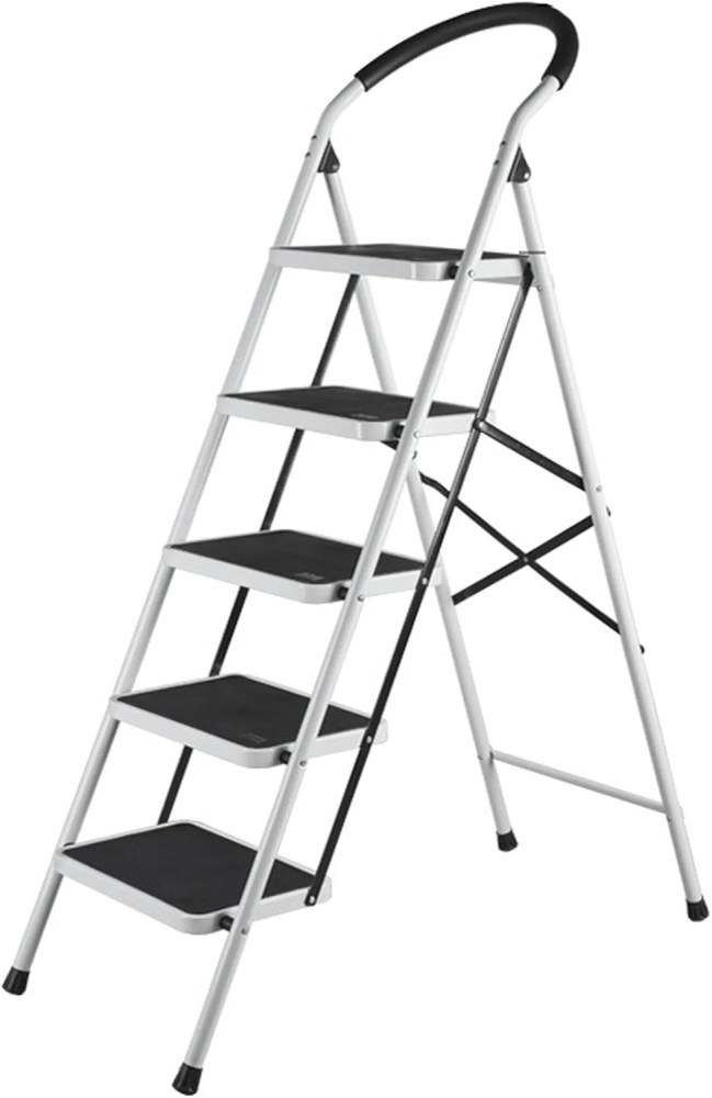 5 Step Ladder,Upgo Folding Step Stool with Extra Wide Anti-Slip Pedal,330lbs Lightweight Portable Sturdy Steel Ladders with Handgrip for Household Kitchen Office Outdoor