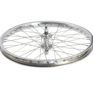 Wheel 18" x 1.75" 28 Spoke Front Steel Chrome (Single Wall, 12g Stainless Spokes, 3/8" Axle)