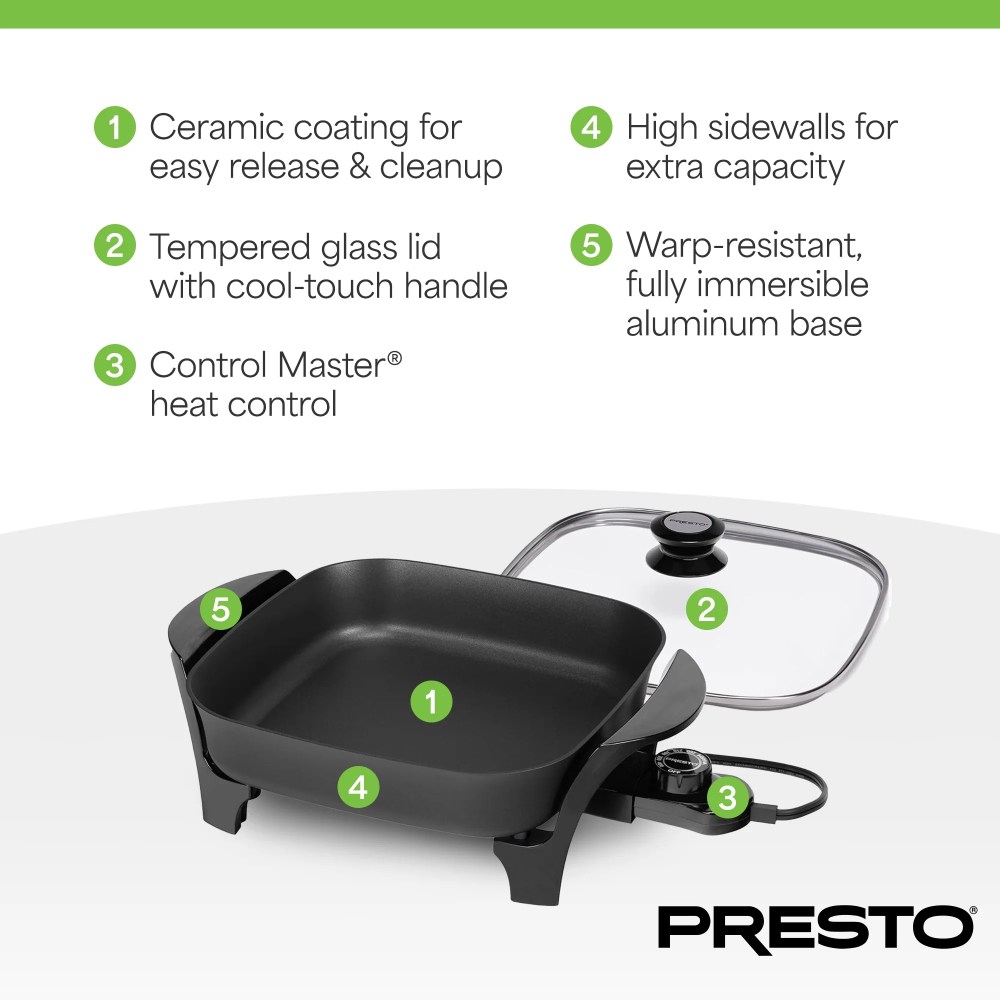 Presto 11" Electric Skillet with Glass Cover - Image 4