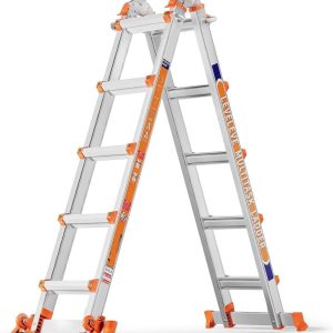 Jane Stone 17FT Extension Ladders with Multi Position, A Frame 5 Step Ladder with Stabilizer Bar & Wheels, 330 lbs Security Load Folding Ladder for Stairs Home Indoor Outdoor Roof